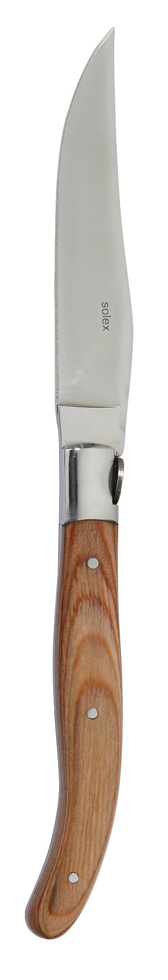 12 Stück - Solex Steakmesser Serie TORRO mit hellem Pakka Holzgriff