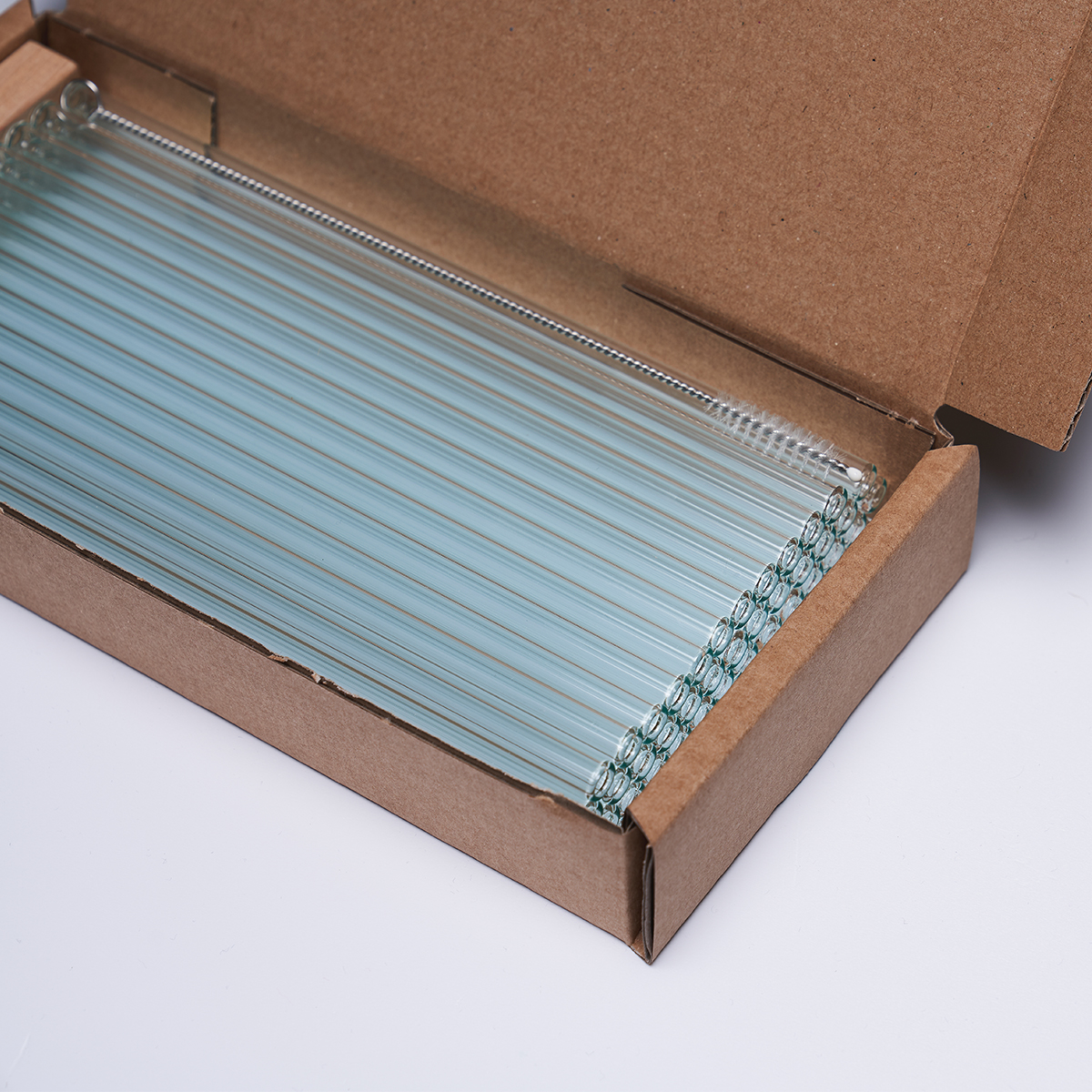 50 x Glastrinkhalme Ø 8 mm Länge 15 cm + 1 Reinigungsbürste Klar