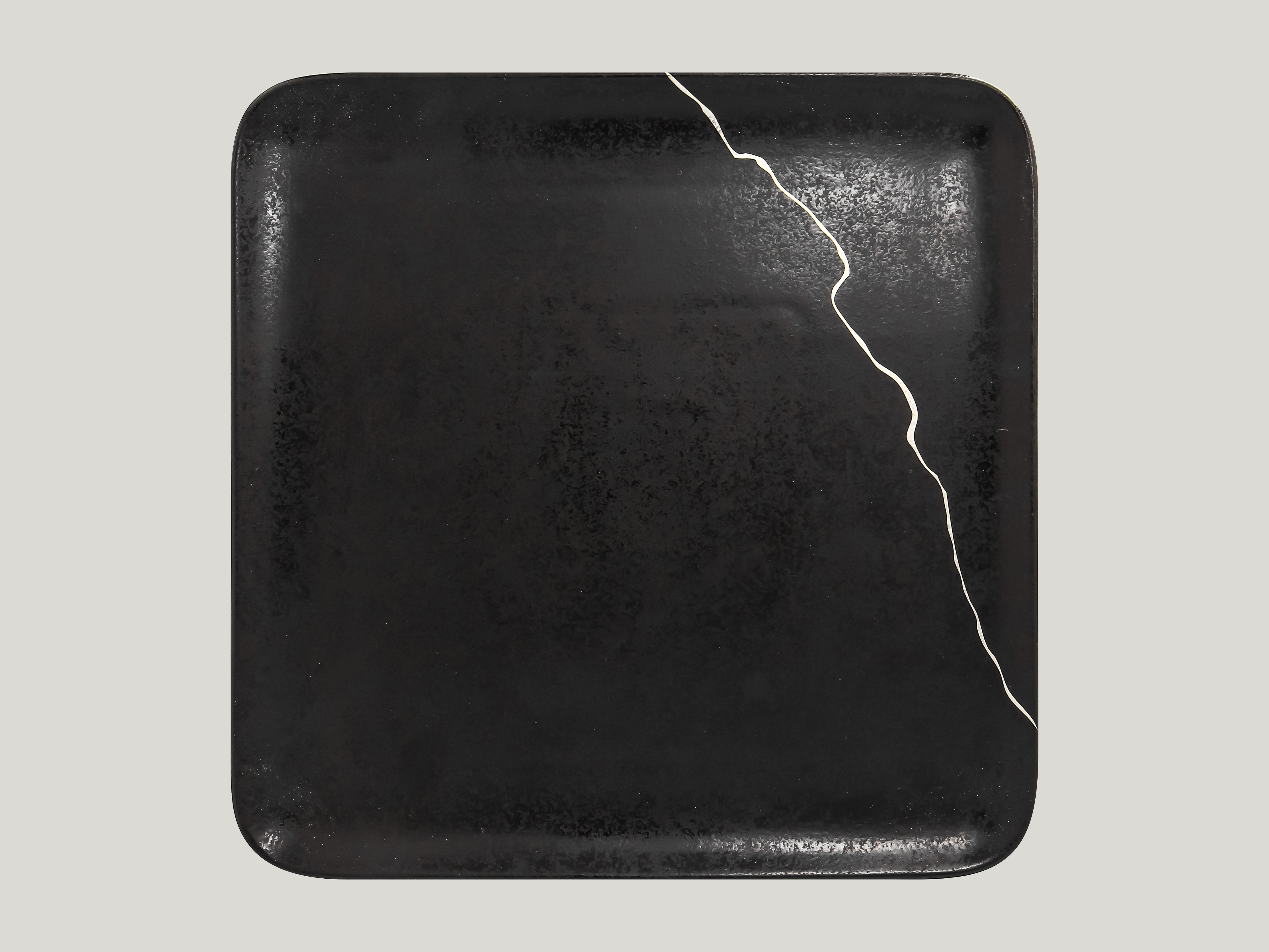 RAK Teller quadratisch L.30 cm  Br.30 cm Schwarz/Silber KINTZOO (KZAUSP30S1)