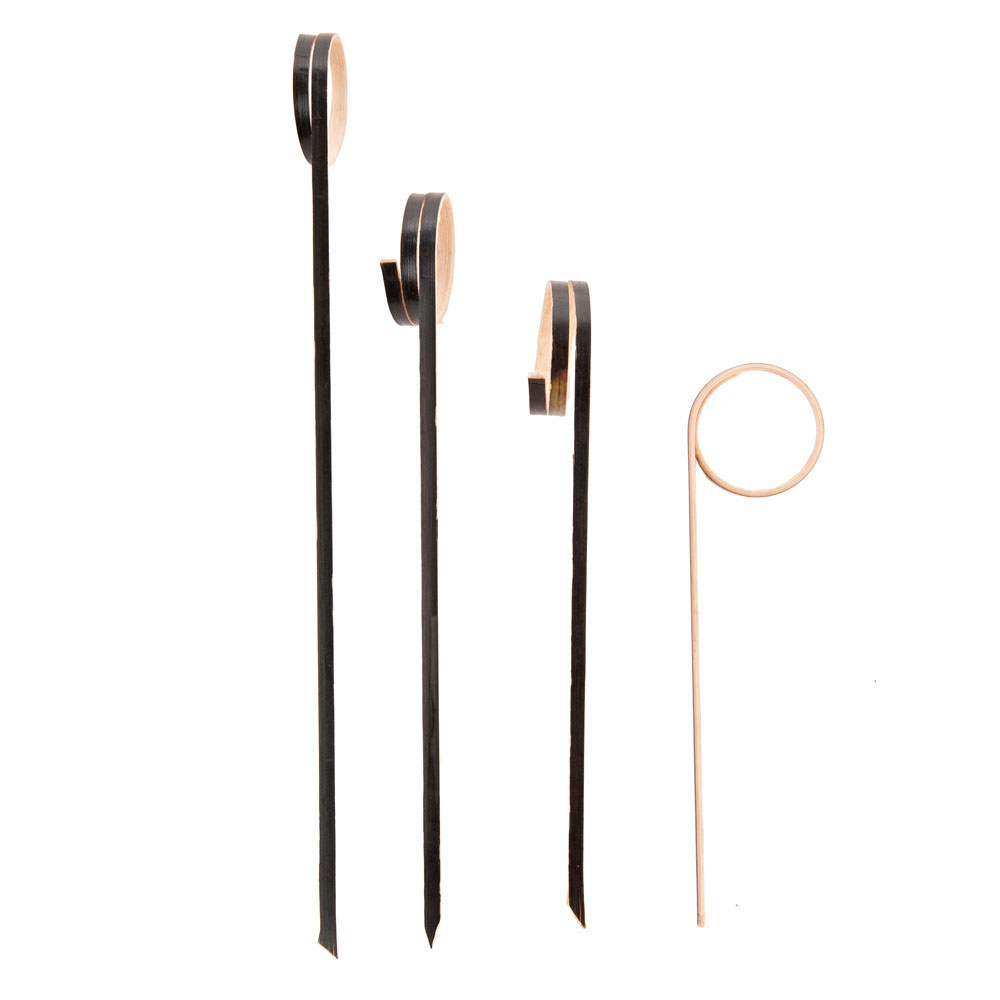 Bambus Fingerfoodspieße mit RING 15 cm schwarz