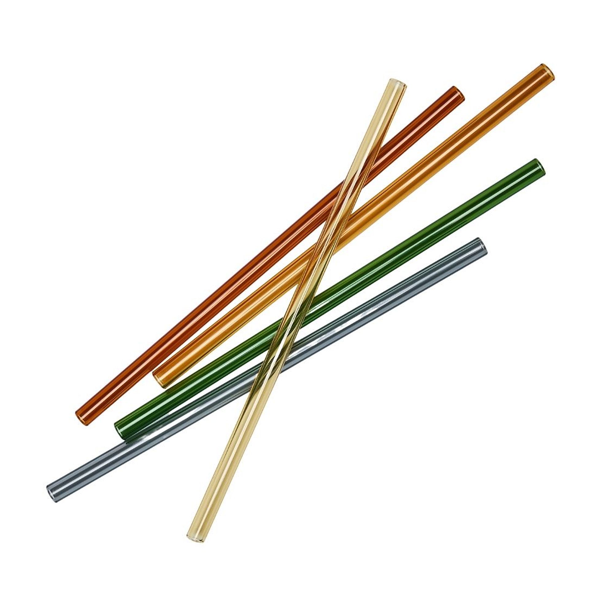 48 x Glastrinkhalme Ø 8 mm Länge 15 cm + 1 Reinigungsbürster, 4 Farben sortiert