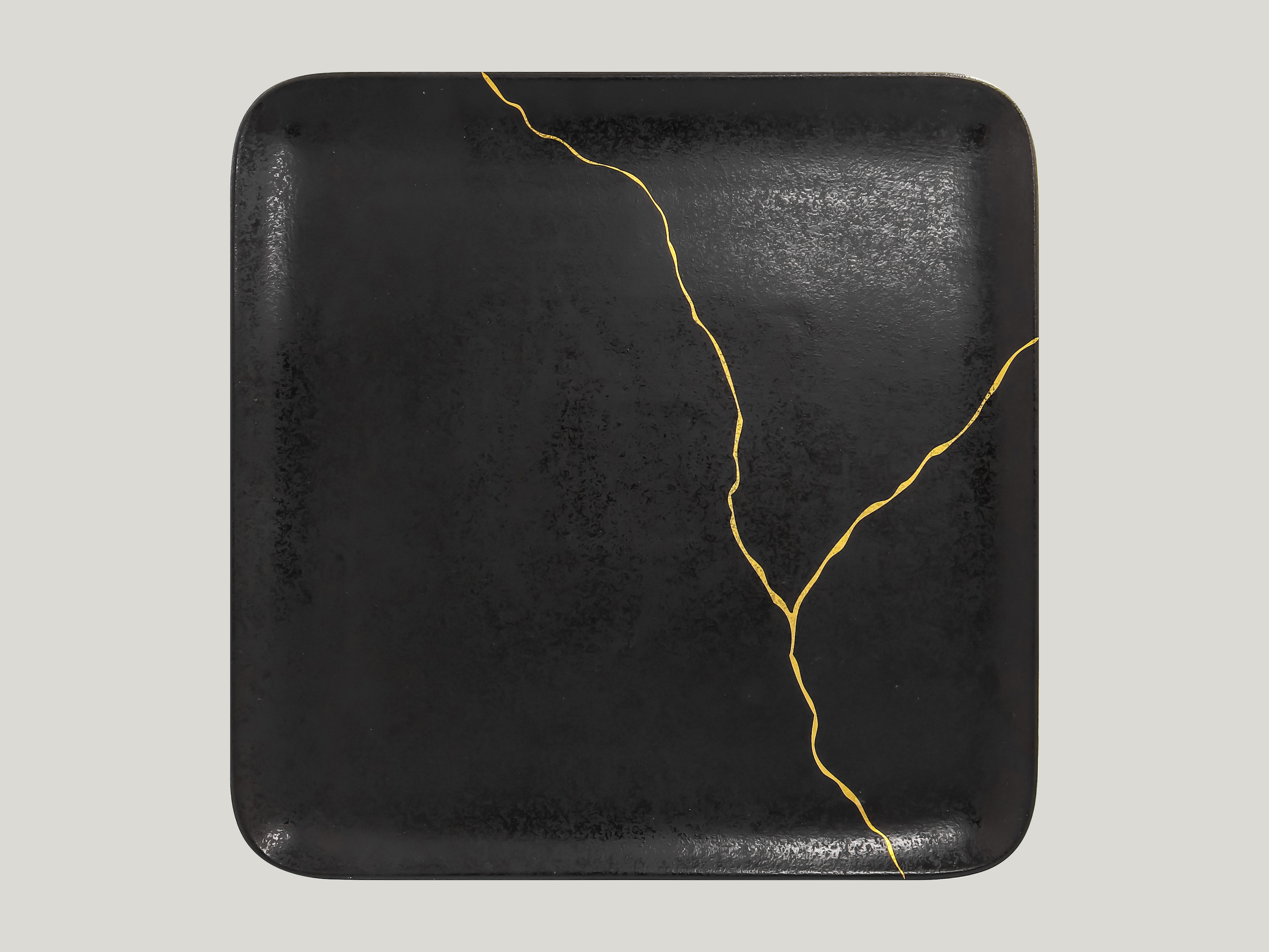 RAK Teller quadratisch L.30 cm  Br.30 cm Schwarz/Gold KINTZOO (KZAUSP30G2)