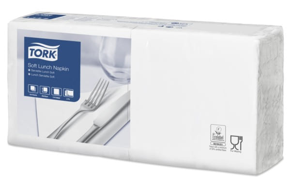 Zelltuchservietten 33 x 33 cm 3-lagig 1/4 Falz weiß (477414)