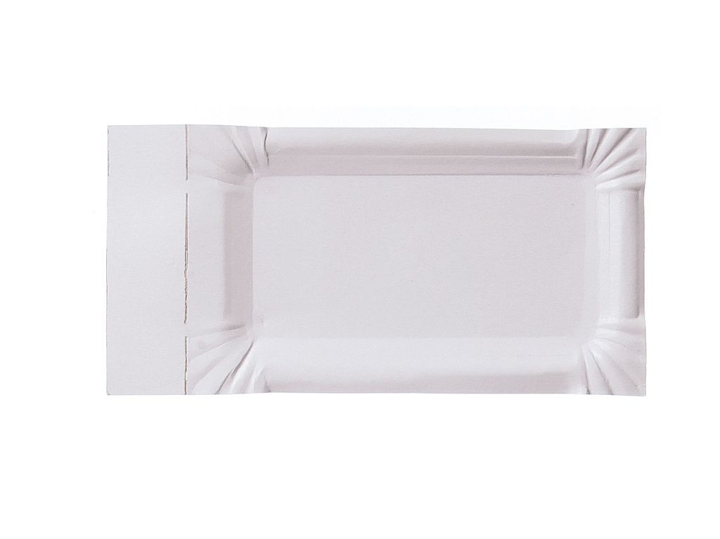 Bratwurstpappteller 9 x 15 + 3 cm mit Abriß weiß