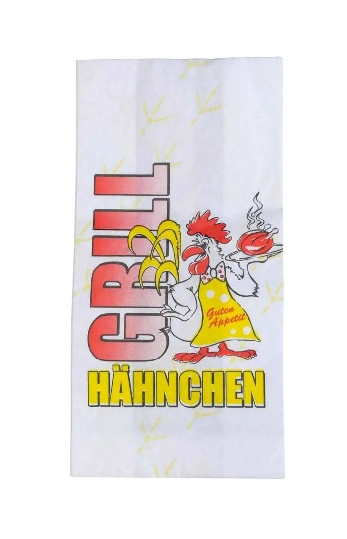 Hähnchenbeutel "Gockel" 1/1 PE-kaschiert 130 + 80 x 270 mm 2-lagig