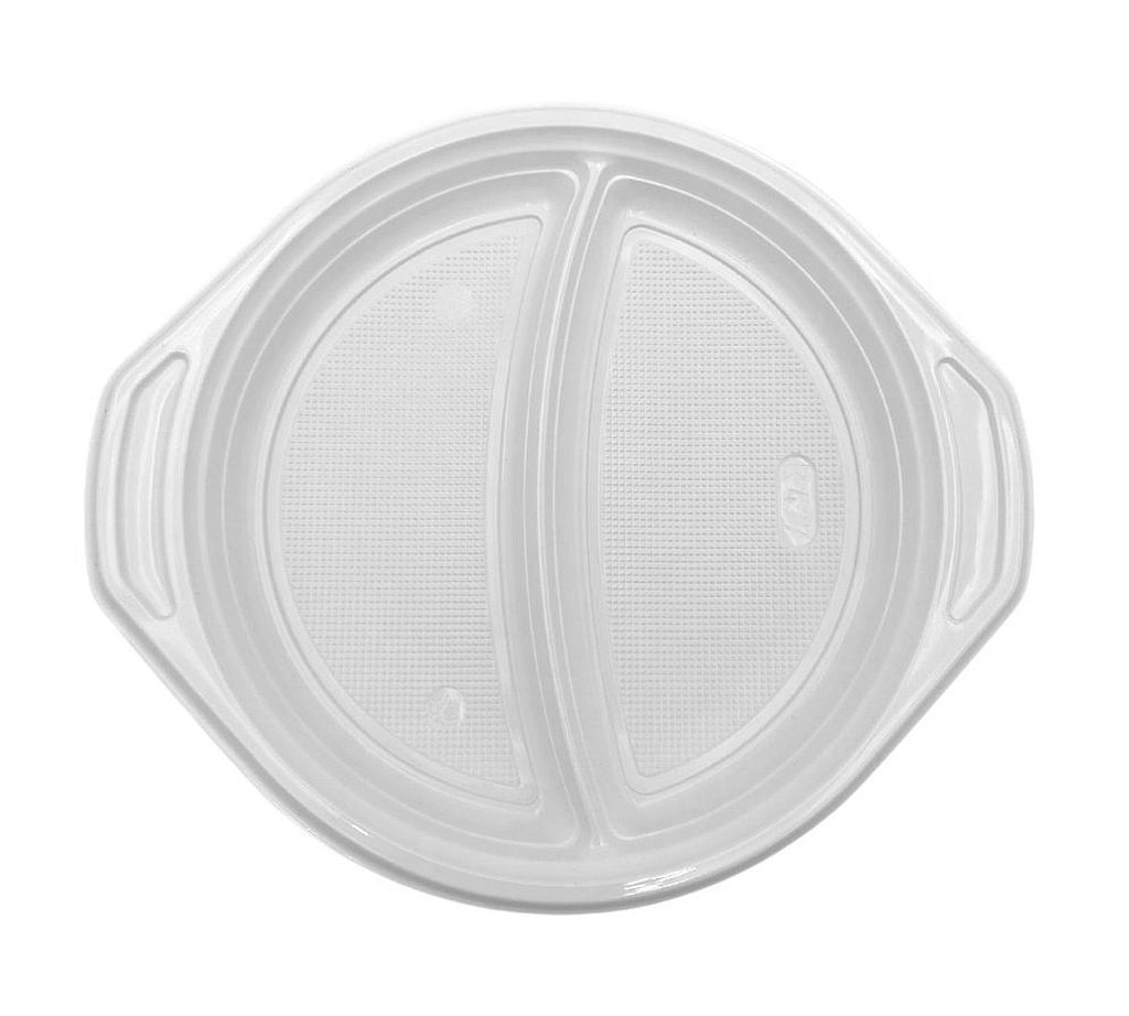 Teller Mehrweg PP 2-geteilt Ø 22 cm  mit Anfasser weiß