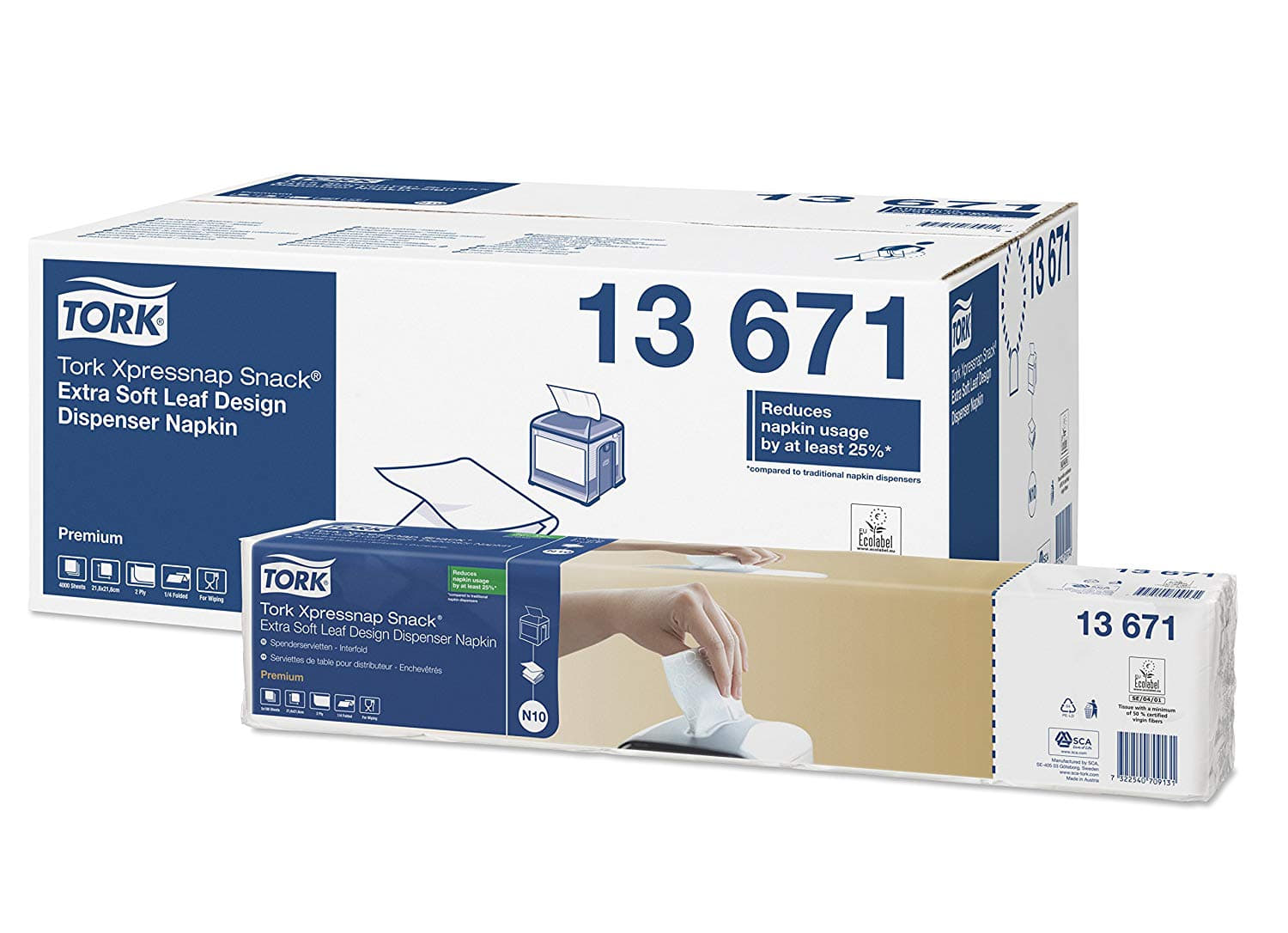 TORK Xpressnap Spenderservietten N10 21,6 x 21,3 cm 2-lagig 1/4 F  (13671)