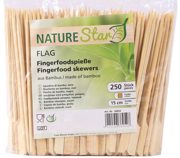 Bambus Fingerfoodspieße FLAG 15 cm natur