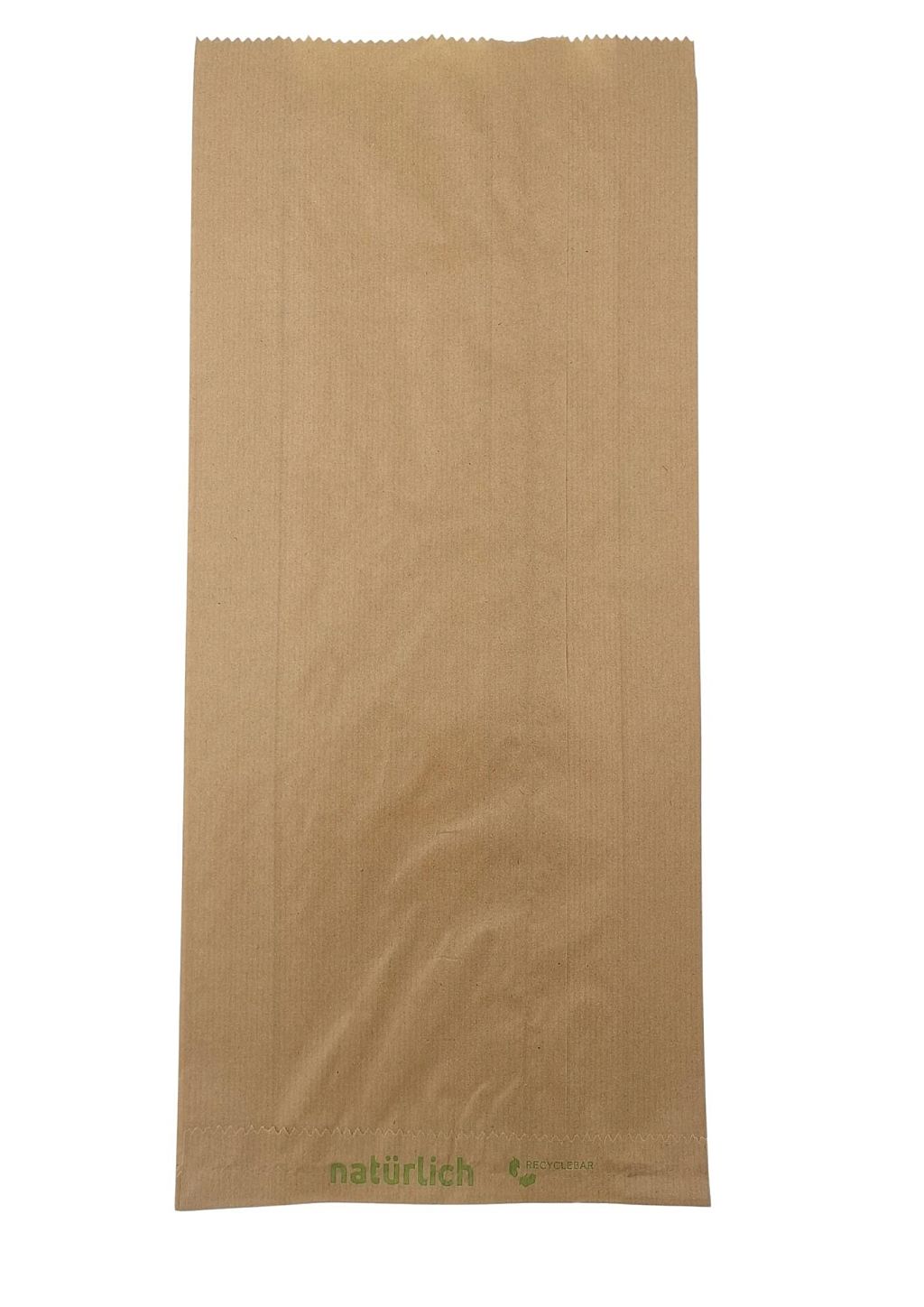Bäckerfaltenbeutel 200 + 70 x 420 mm braun enggerippt Kraft