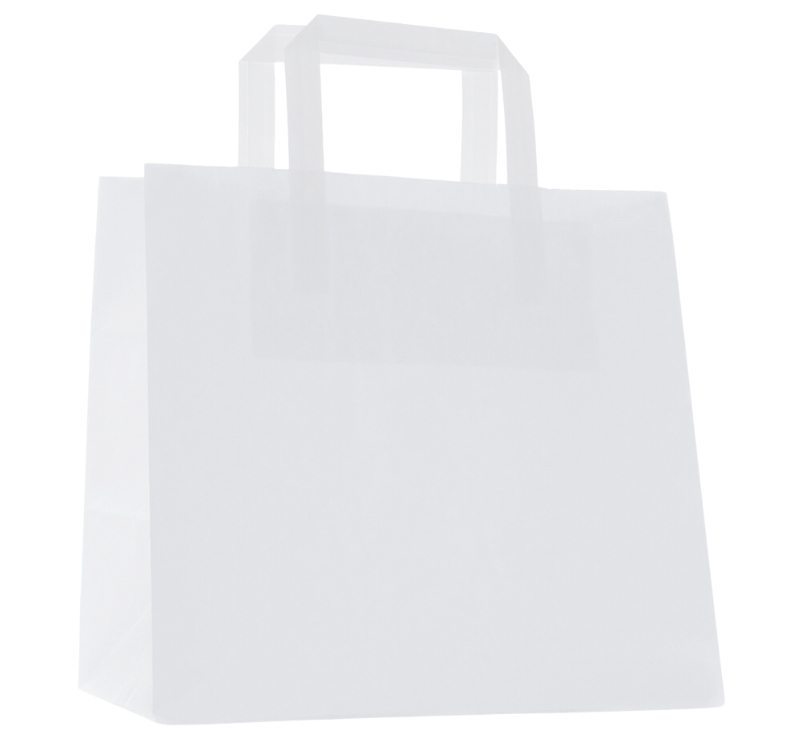 Papiertragetaschen 26 x 17 x 26 cm Kraftpapier 80 g/qm weiß