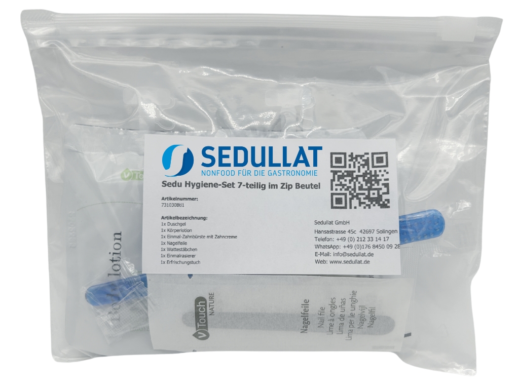 50x Sedu Hygiene-Set 7-teilig im Zip Beutel