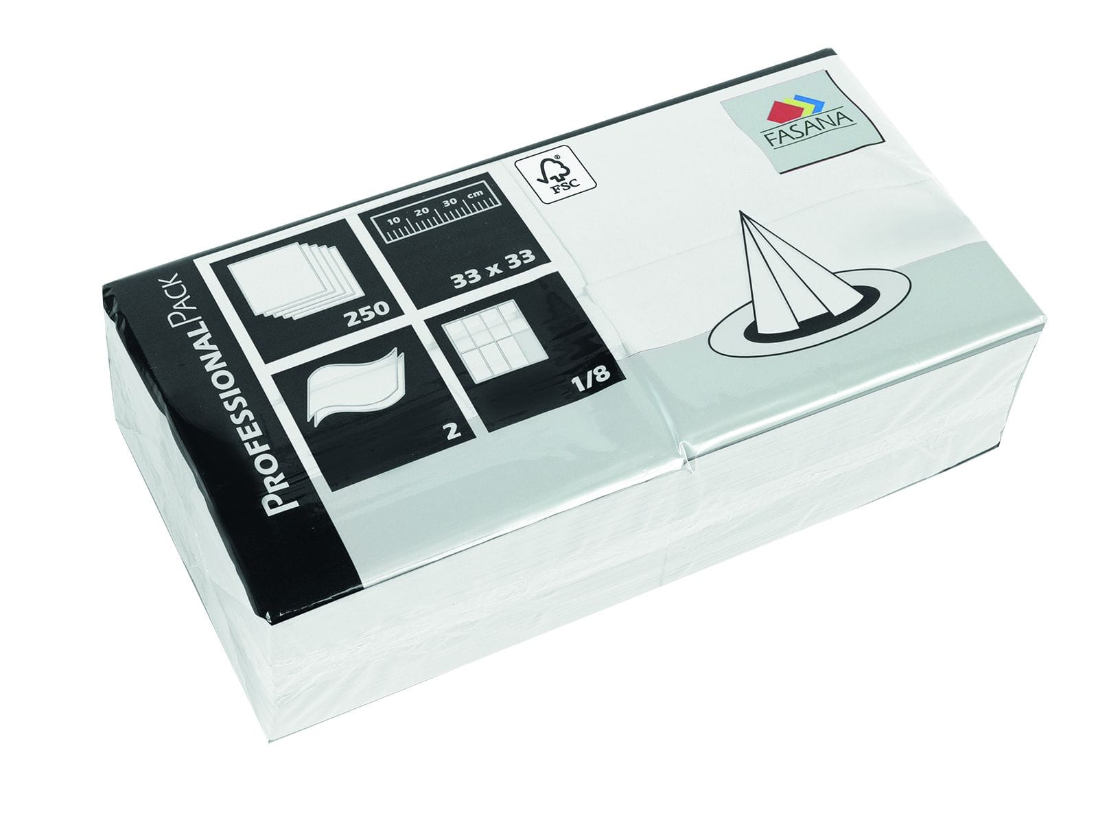 Zelltuch-Servietten 33 x 33 cm 2-lagig 1/8 Falz weiß