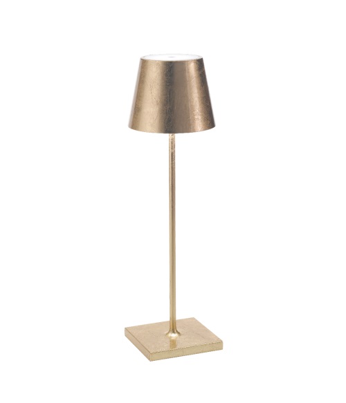 Poldina Pro LED-Akkuleuchte Ø 11 cm H. 38 cm gold