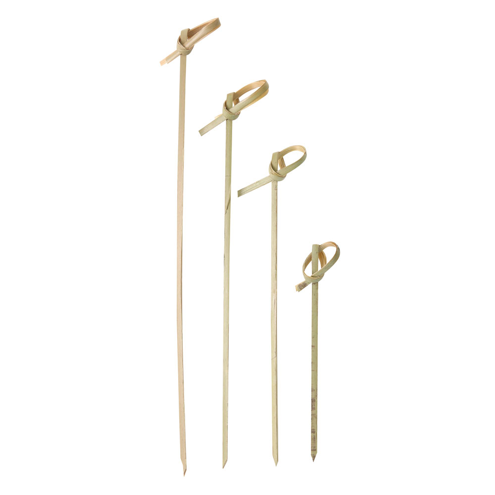1000x Bambus Fingerfoodspieße geknotet LOOP 9 cm natur / grün