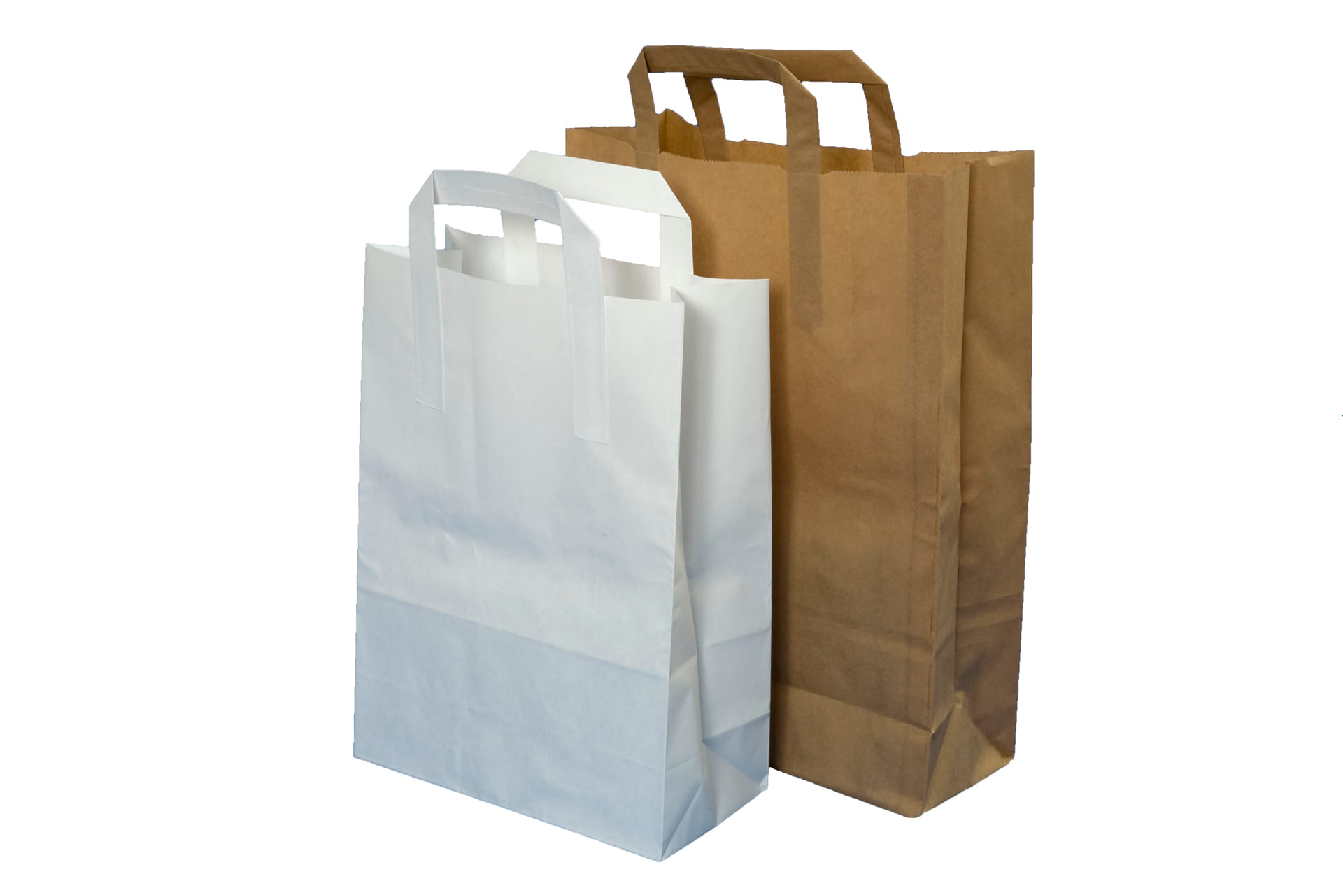 Papiertragetaschen 32 cm x 21,5 + 27 cm 80g/qm Kraftpapier weiß