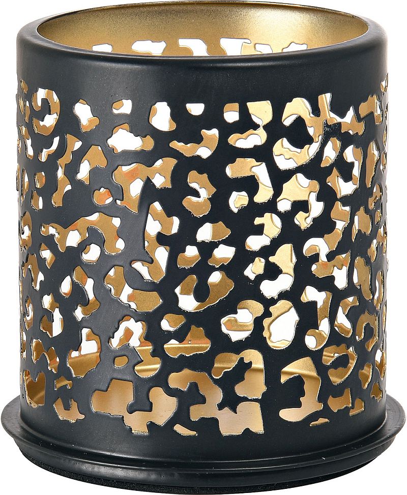 8x DUNI Kerzenhalter Safari Leopard 75 x Ø 75 mm Schwarz