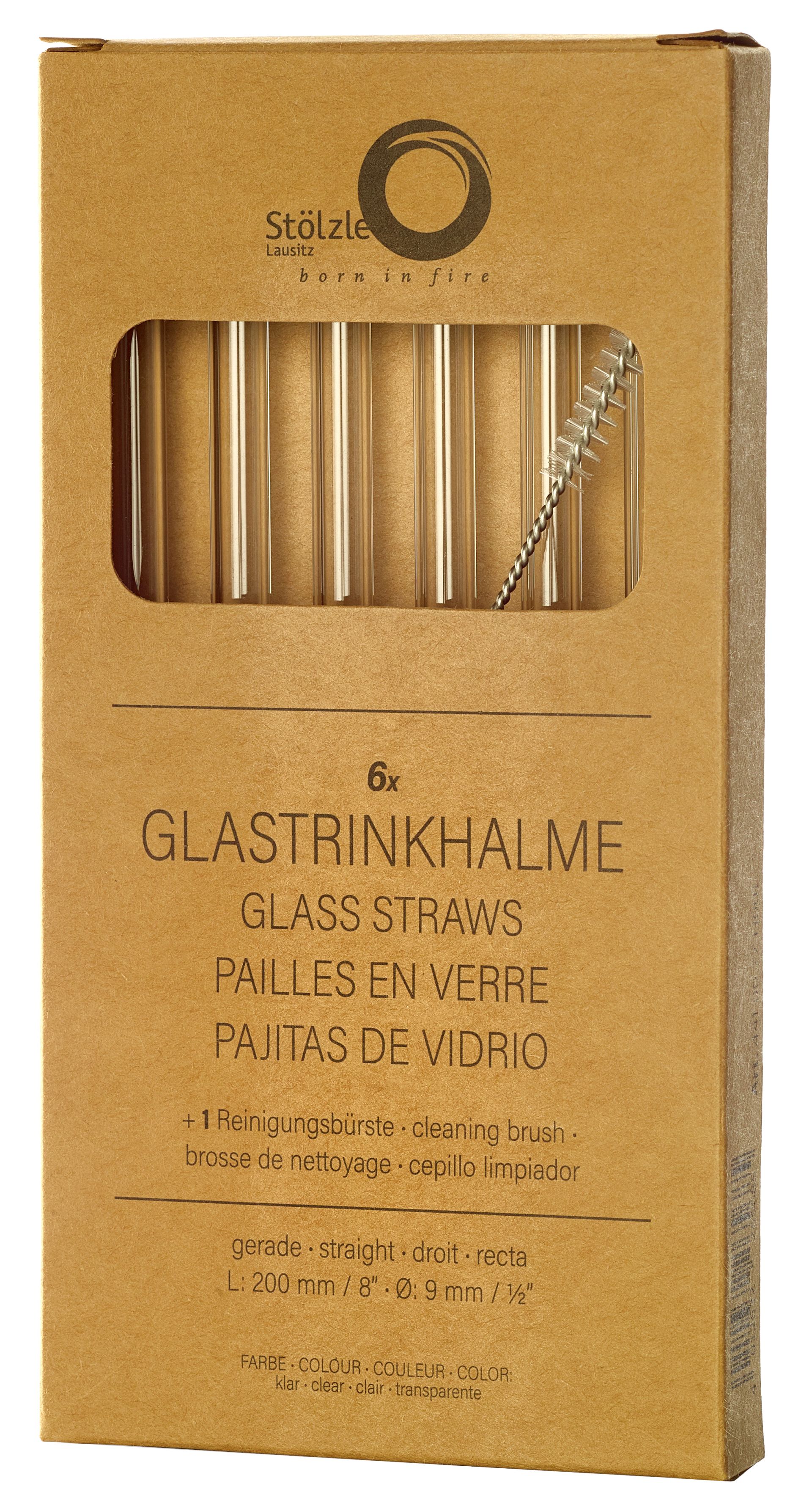 Stölzle Glastrinkhalme inkl. Reinigungsbürste klar 150 mm / 6 inch 6er-Set