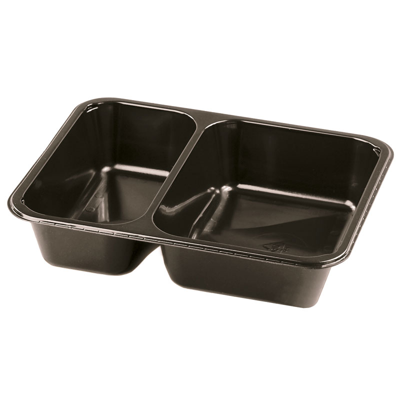 Menüschalen PP 2-geteilt 225 x 175 x 45 mm schwarz ca. 1250ml (500ml+750ml)