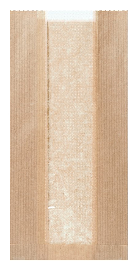 Bäckerbeutel mit Sichtstreifen 120 + 50 x 280 mm braun