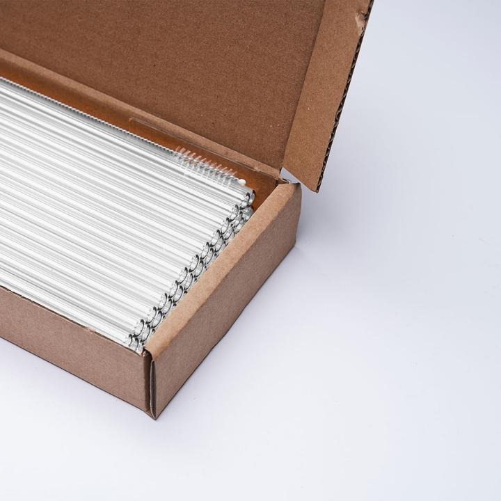 Glastrinkhalme Ø 8 mm Länge 15 cm + 1 Reinigungsbürster Weiss 50er-Karton