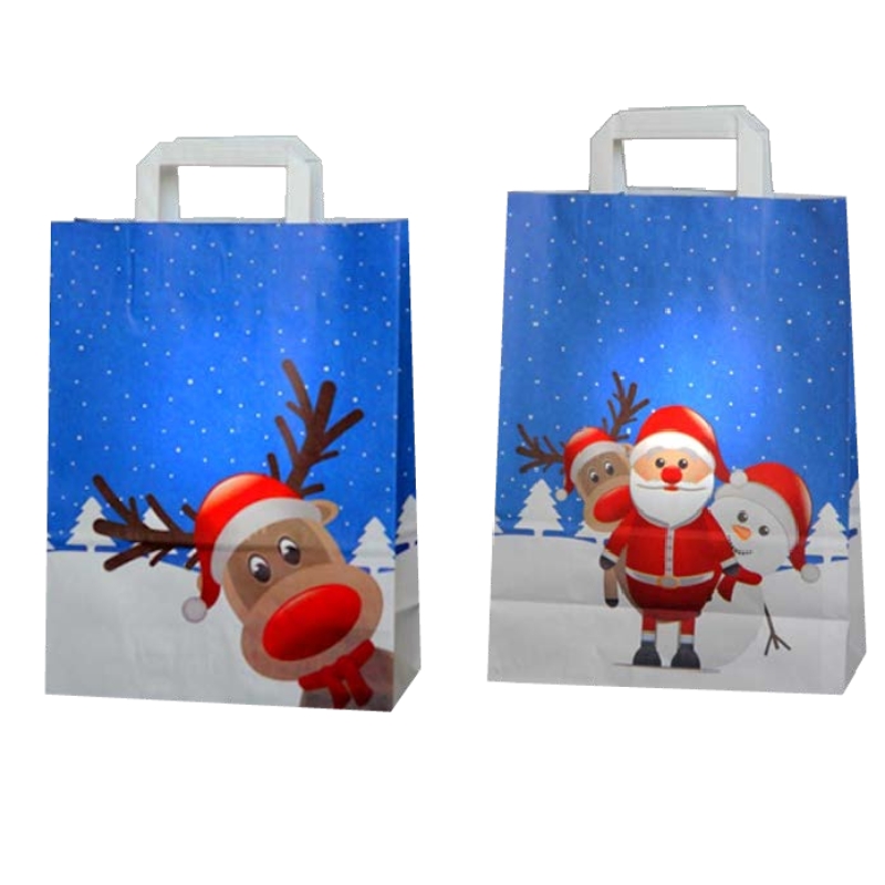 Papiertragetaschen 22 x 10 x 28 cm 70 g/m² weihnachtliches Motiv "Christmas Friends"