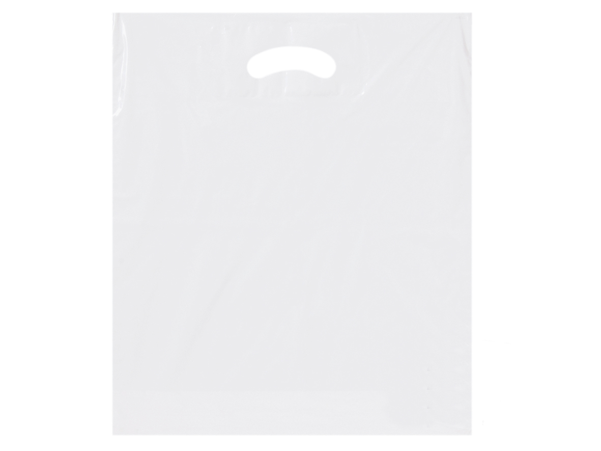 Polytragetaschen DKT mit Griffloch 38 x 45 + 5 cm 40 my weiß