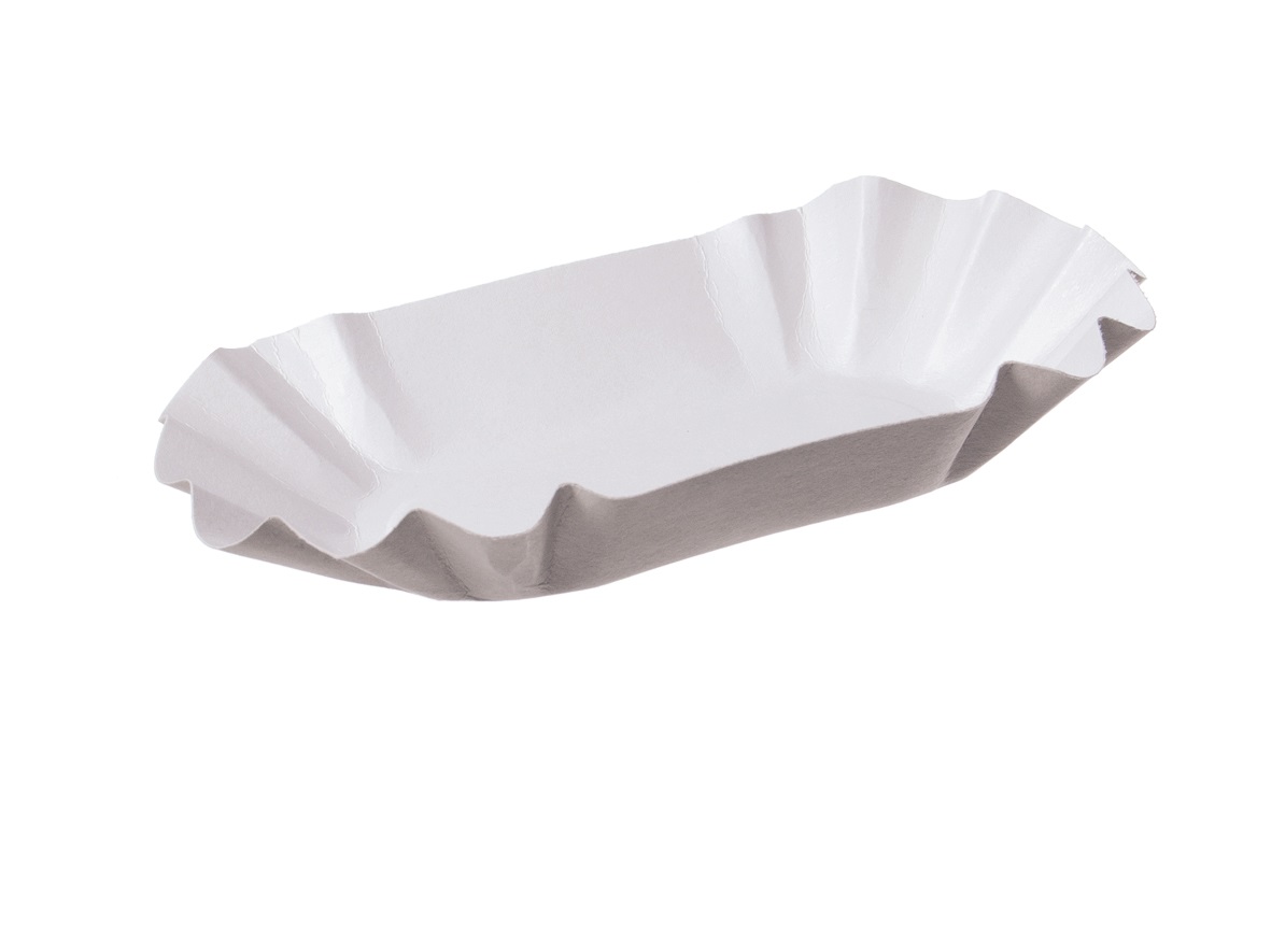Pappschalen oval tief 11 x 19,5 x 3,2 cm weiß KU1