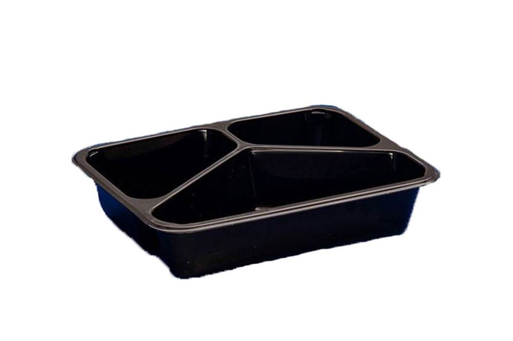 Menüschalen PP 3-geteilt 225 x 175 x 45 mm schwarz 4 x 125