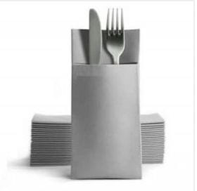 Bestecktaschen Airlaid 39 x 40 cm 1/8 Falz 1-lagig silber